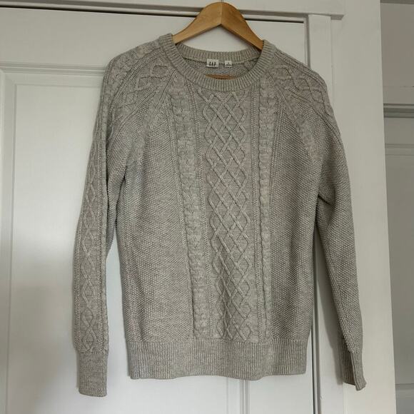 Gap Cable-Knit Crewneck Sweater Women’s Medium Heather Gray Fisherman‎ Coastal - Picture 2 of 6